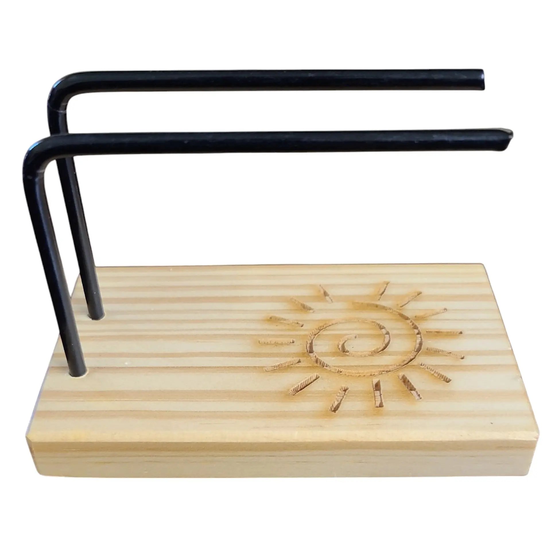 Wooden Sage Smudge Stick Burner with Spiral Sun Design