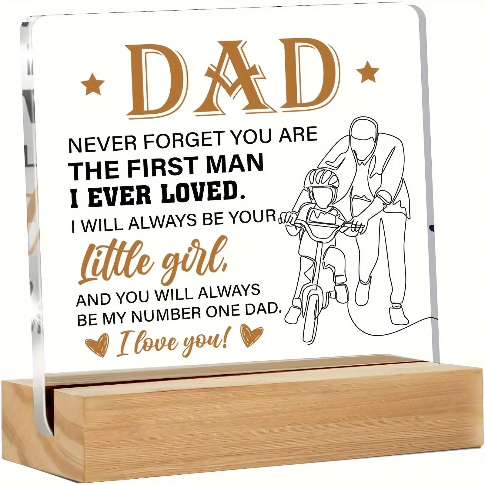 Acrylic Desk Decoration with Wooden Stand, Modern Acrylic Ornament, Desk Decoration for Home Office, Acrylic Plaque