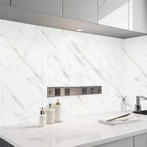 Marble Pattern Wall Sticker, 1 Box Waterproof Self Adhesive Wall Tile Sticker, Decorative Wall Paper for Home Kitchen Bathroom