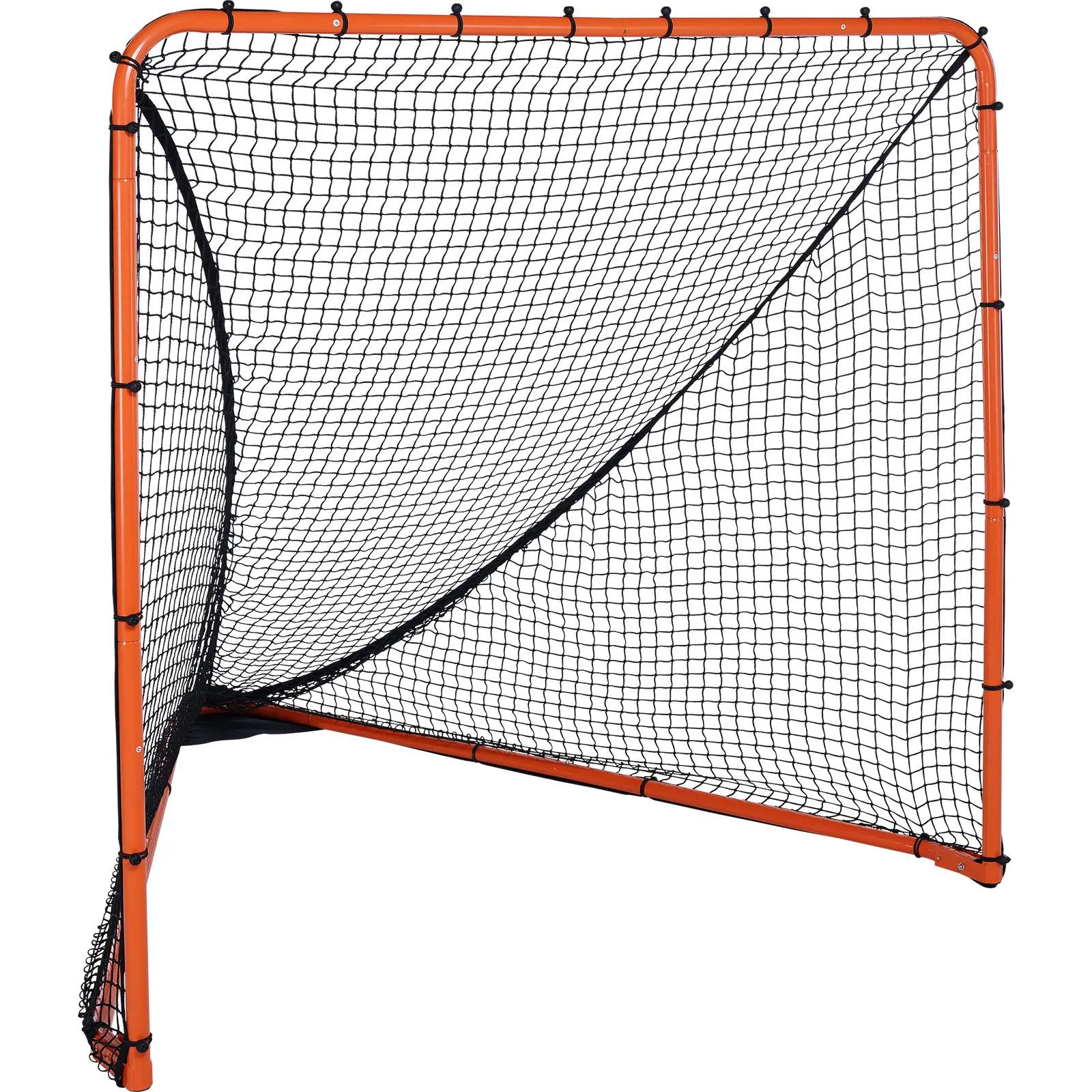 【summerfinds】VEVOR Lacrosse Goal, 6' x 6' Lacrosse Net, Folding Portable Backyard Lacrosse Training Equipment, Steel Frame Training Net, Quick & Easy Setup Lacrosse Goal, Perfect for Adult Training, Orange