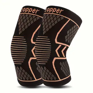2pcs Copper Knee Braces Copper Ion Support Elastic Breathable Compression Fit Anti Slip Strips Joint Stability Pain Relief for Men Women