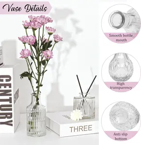 36Pcs Bud Vases Set Small Vintage Glass Bottles Clear Bud Vases in Bulk Multiple Shape Cute Glass Vases for Rustic Wedding Centerpieces Table Decorations and Home Decor(Clear)