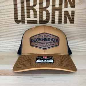 Blue Collar Degenerate Hat, Richardson 112, Flat Bill Classic Snapback Snapback Closure