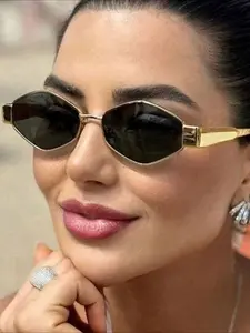 New elliptical sunglasses European and American Internet celebrities trendy concave sunglasses high sense Arc de Triomphe metal sunglasses