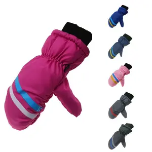 Children's Thickened Geometric Print Warm Ski Gloves Winter Windproof Waterproof Cycling Outdoor Play Gloves for Kids