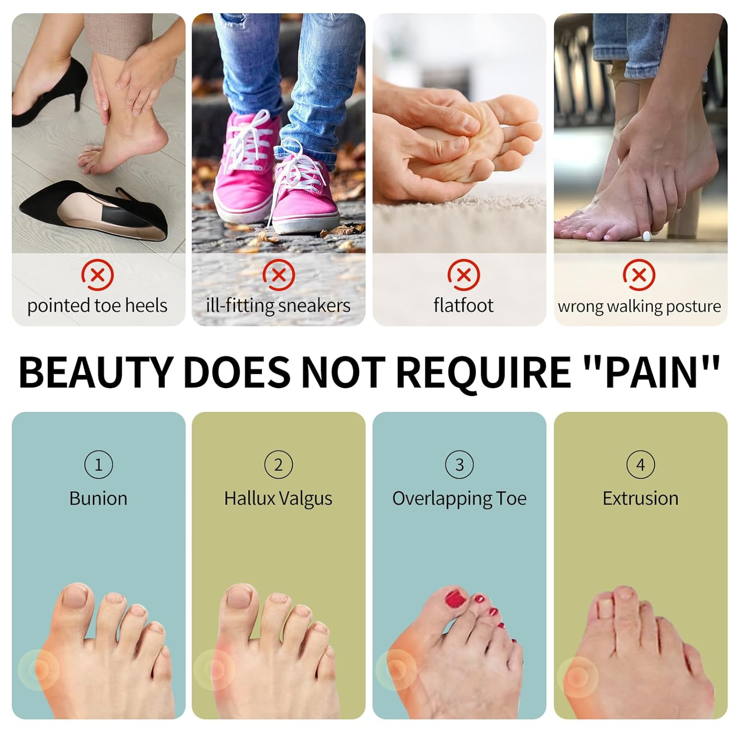 Unisex Bunion Corrector: Adjustable Big Toe Relief Splint and Hammer Toe Corrector—Comfortable, Effective, and Dual-Action.