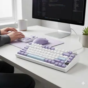 RGB Backlit Gaming Keyboard: Customizable Dynamic Lighting, 4000mAh Long Battery, Bluetooth/2.4G/Wired Tri-Mode, Hot-Swappable Switches & Keycaps, Portable Mechanical Keyboard for Office & Gaming.