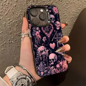 Skull Rose Gothic Phone Case， Dark Romantic Style for iPhone 17 16 15 14 13 12 11 Plus Pro Max.