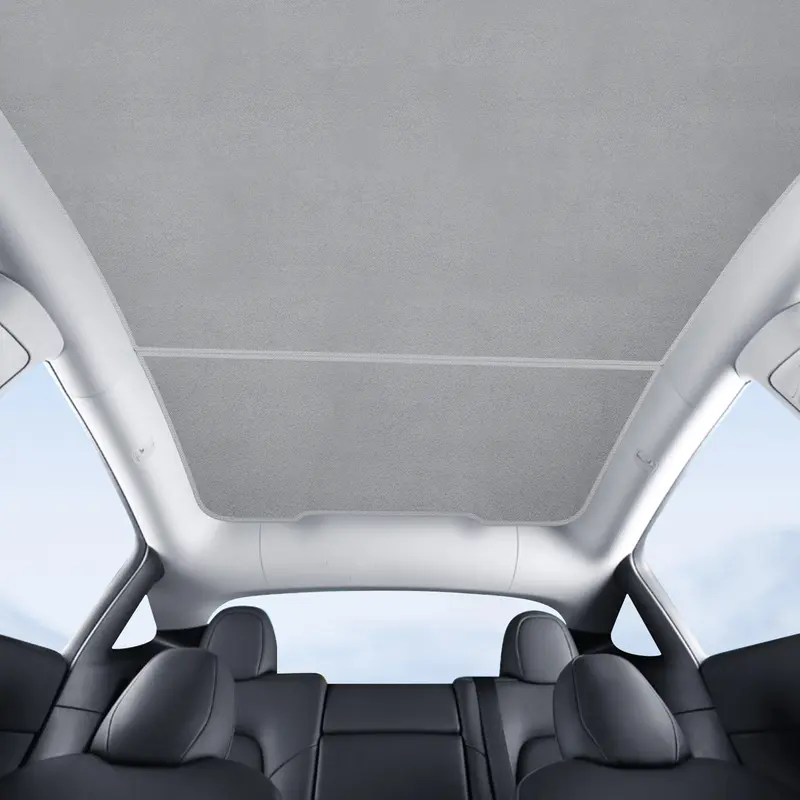Topfit 2021-2024&2025-2026 Tesla New Model Y Juniper Accessories Sunshade Roof [Never Sag, Nano Ice-Crystal Coatings] 3-Gen Heat Insulation Glass Roof Sun Shade, Accessories for Tesla Juniper Model Y, Interior Gray