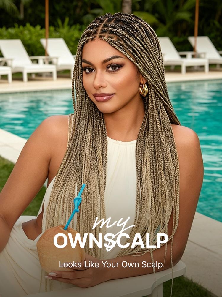[New Arrival]OwnScalp Salon Braids Super Natural Scalp Full HD Lace Knotless Box Braided Wig Flexi-Fit Invisi Drawstring Cap Miracle Knots Limited Time Offer TikTok Exclusive #luvmenewarrivals