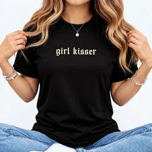 MAPTEES Girl Kisser Comfort Colors Shirt, Funny Lesbian Graphic Tee, LGBTQ Pride T-shirt, Queer Summer Outfits, Subtle Pride Clothing