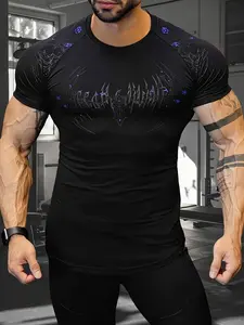 Men's High Elastic Polyester Sport T-Shirt, Breathable Fabric, Ideal Gift for Gym Running Training Casual Wear