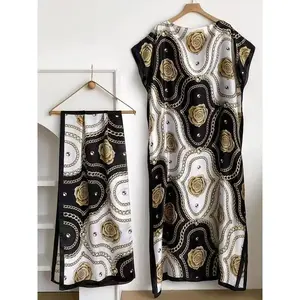 MooMoo Women's Colorblock Print Long Scarf & Poncho Set, Casual Soft Comfortable Shawl for Beach Vacation, Fashion Accessories for Women & Girls, Swimwear Coverups elegant shawl