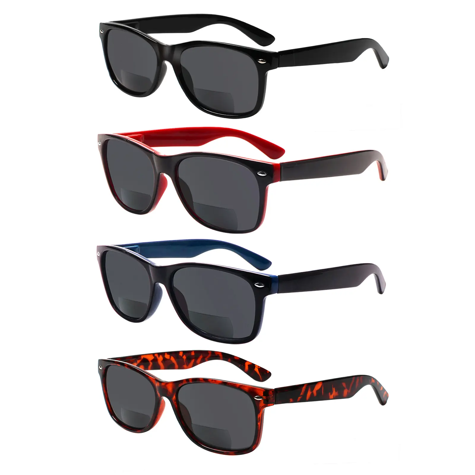 Unisex 4-Pack Bifocal Reading Sunglasses - Blue Light Blocking, UV400 Protection, Trendy Oversized Frames, Spring Hinges, Beach Eyewear, Trending Glasses, Trendy Beach Eyewear