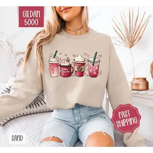 ValentineCoffeeSweatshirt,CoffeeLoverCrewneck,CuteWomen'sSweater