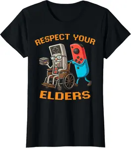 Respect Your Elders Gaming Control Funny Gamer Vintage Graphic Tees Menswear Casual Cotton Streetwear T Shirts for Women Unisex