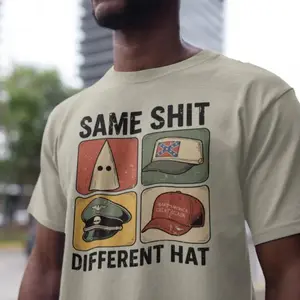 Graphic T-Shirt "Same Shit Different Hat" Design - Vintage Cotton Oversized Tee, Cute & Fashionable Outfit for Men/Women, Perfect Gift for Him/Her, Valentine's Day or Birthday Present, Comfortable Casual Wear