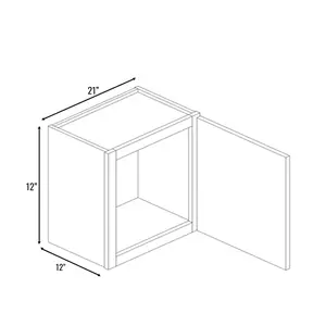 Slim Shaker White Single Door Wall Cabinet - 21"W x 12"H x 12"D