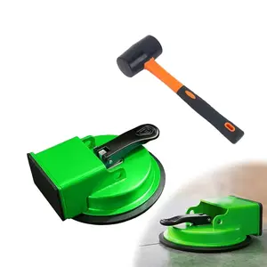 SAKER Floor Gap Fixer Tool with Hammer, Laminate Floor Gap Fixer Tool, Heavy Duty Suction Cup Floor Gap Fixer, Strong Suction Power, Gap Repair Tool for Laminate, Wood Flooring, Works on Smooth And Textured Floors (Green + Hammer)
