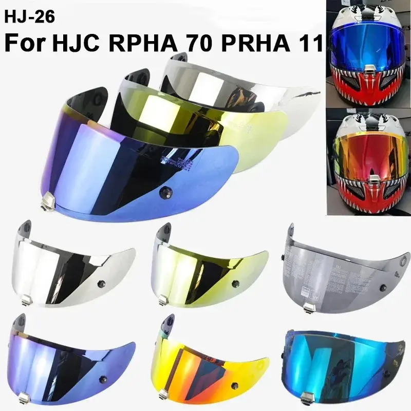 HJ-26 High-Strength PC Material Motorcycle Helmet Visor - Windproof, Sunscreen, UV Resistant, Enhanced Vision Accessory for HJC RPHA 70/RPHA 11 Full Face Helmets, 1-Size-Fits-All Protective Gear