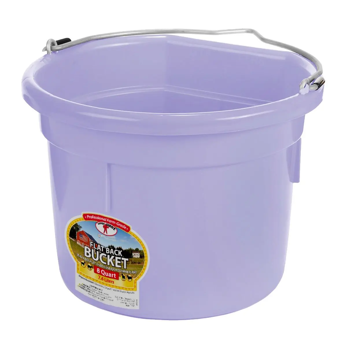 DuraFlex Plastic Flatback Bucket 8 Qt Lavender
