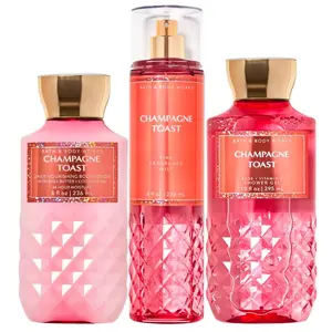 Bath & Body Works - Champagne Toast - Daily Trio - Shower Gel, Fine Fragrance Mist & Super Smooth Body Lotion (Packaging Varies)