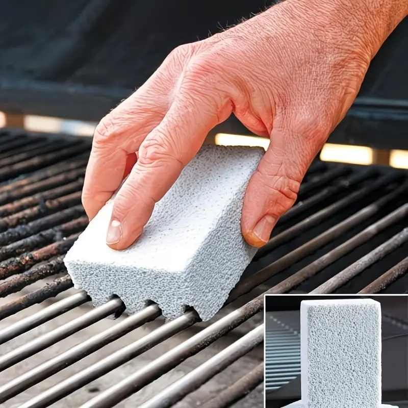 1/2-Inch Gray Reusable Grill Cleaning Brick – Barbecue Cleaning Block for Food Residue, Camping, Backyard Grilling and Home Use