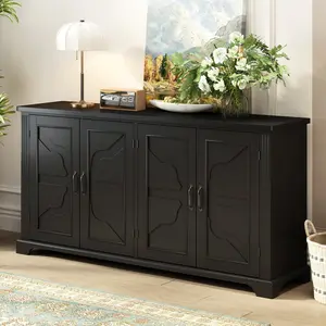 American Country Style Wooden Sideboard With Pine Doors and Legs