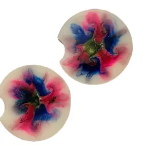 Colorful Cute Girl Car Accessories - Handmade Coasters in White, Pink & Blue - Versatile Design for Any Standard Car