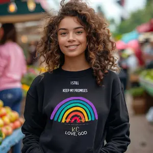 Crewneck Sweatshirt Promise Rainbow Print Cotton Womenswear hoodies  women