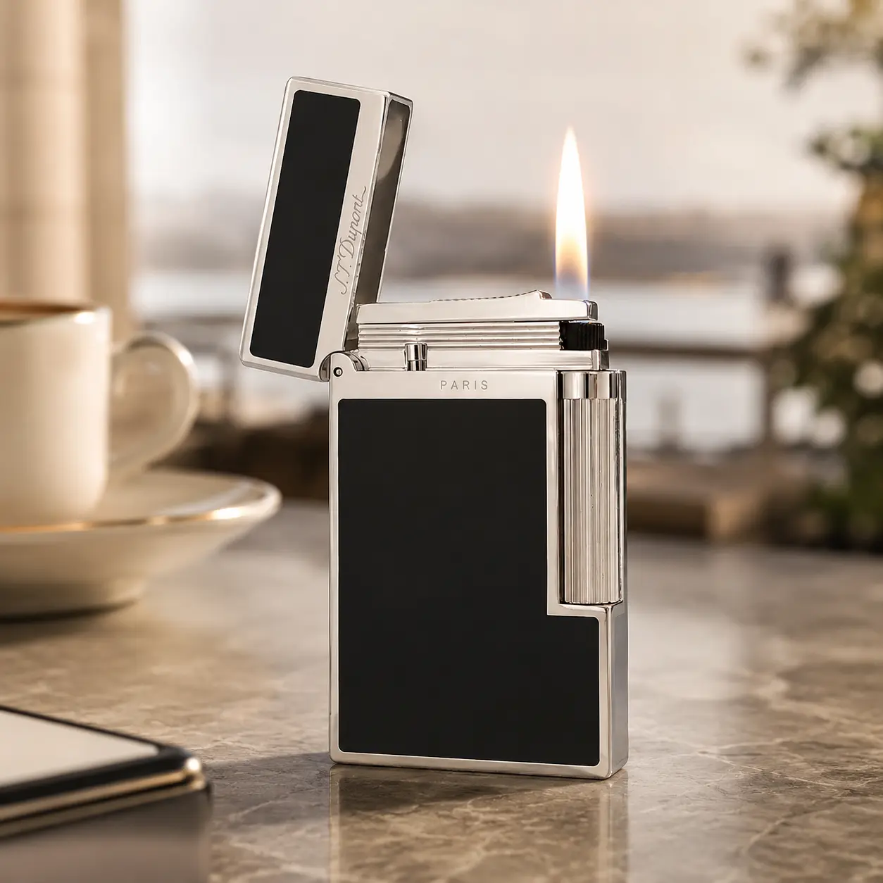 [Lacquer]DPT   Silver Black Lacquer old-fashined Lighter (NO FUEL) 125g perfect gift for  father