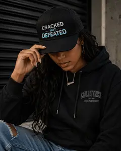 Cracked Not Defeated Trucker Hat – Ice Blue Snapback Cap | ChillStrike