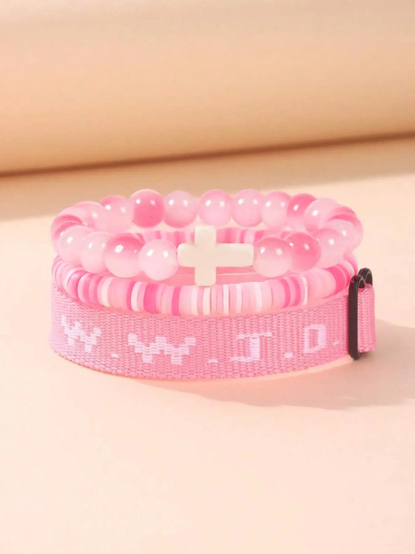WWJD Letter Beaded Bracelet, Fashionable Cross Charm Bracelet for Women & Men, Trendy All-match & Exquisite Jewelry for Birthday Gift, Faith Wear Jewelry, Stackable Bracelet, Religious Faith Bracelets