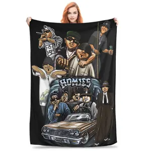 Lil Homies Minimalist Blanket |   Polyester, Digital Printing, Mixed Color, Fabric, For All Seasons, Ideal for Afternoon Naps, Office Breaks, Casual Travel, and Simple Home Lifestyle.