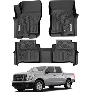 YITAMOTOR Floor Mats Compatible with 2008-2021 Nissan Frontier Crew Cab, 2 Row Liner Set (Front & 2nd Seat), All Weather Protection Car Mats TPE Accessories