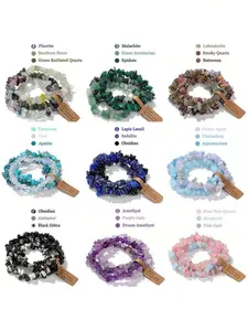 3Pcs/Set Natural Stone Stretch Bracelets For Women Men  Stone Beads Bracelet Set With Wish Tag Yoga Friendship Jewelry Random Weight