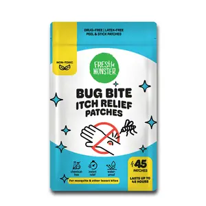Fresh Monster Bug Bite Itch Relief Patches - for Mosquito & Other Insect Bites, Instant Bug Bite Relief for Kids & Adults, Natural & Toxin-Free, 45 Count