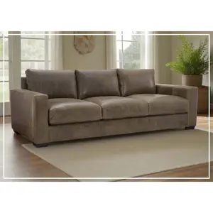 Bernhardt Dawkins Leather Sofa with Walnut Finish