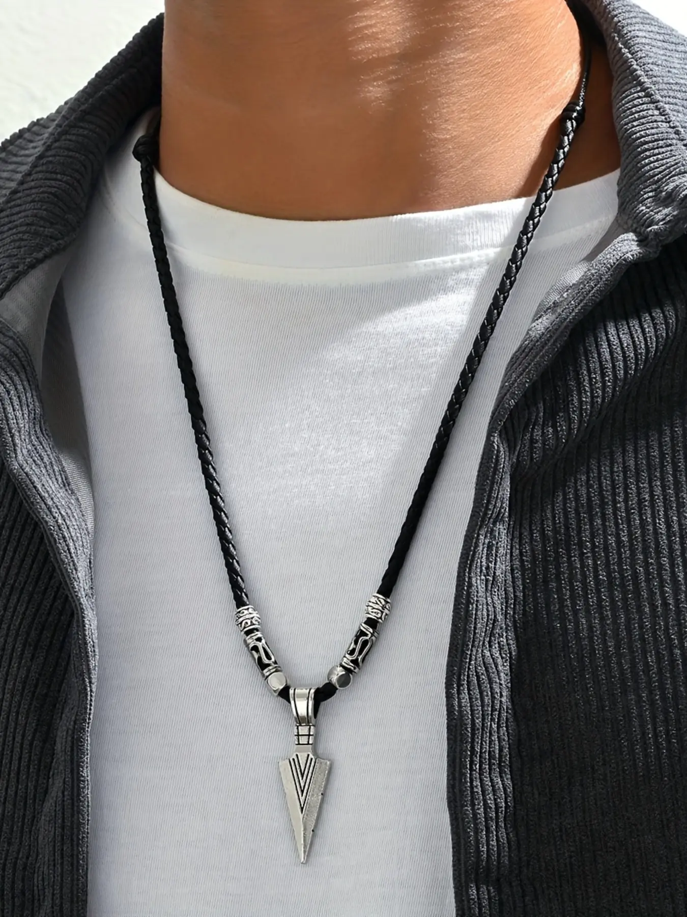 Vintage Punk Arrow Alloy Pendant Adjustable Necklace for Men, Gothic Jewelry, Simple Casual Party Daily Wear, Unique Fashion Jewelry, Fashionable Jewelry Accessories