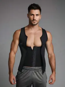 Men Shapewear Slimming Body Shaper Compression Shirt Tank Top With Zipper Underwear For Tummy Control