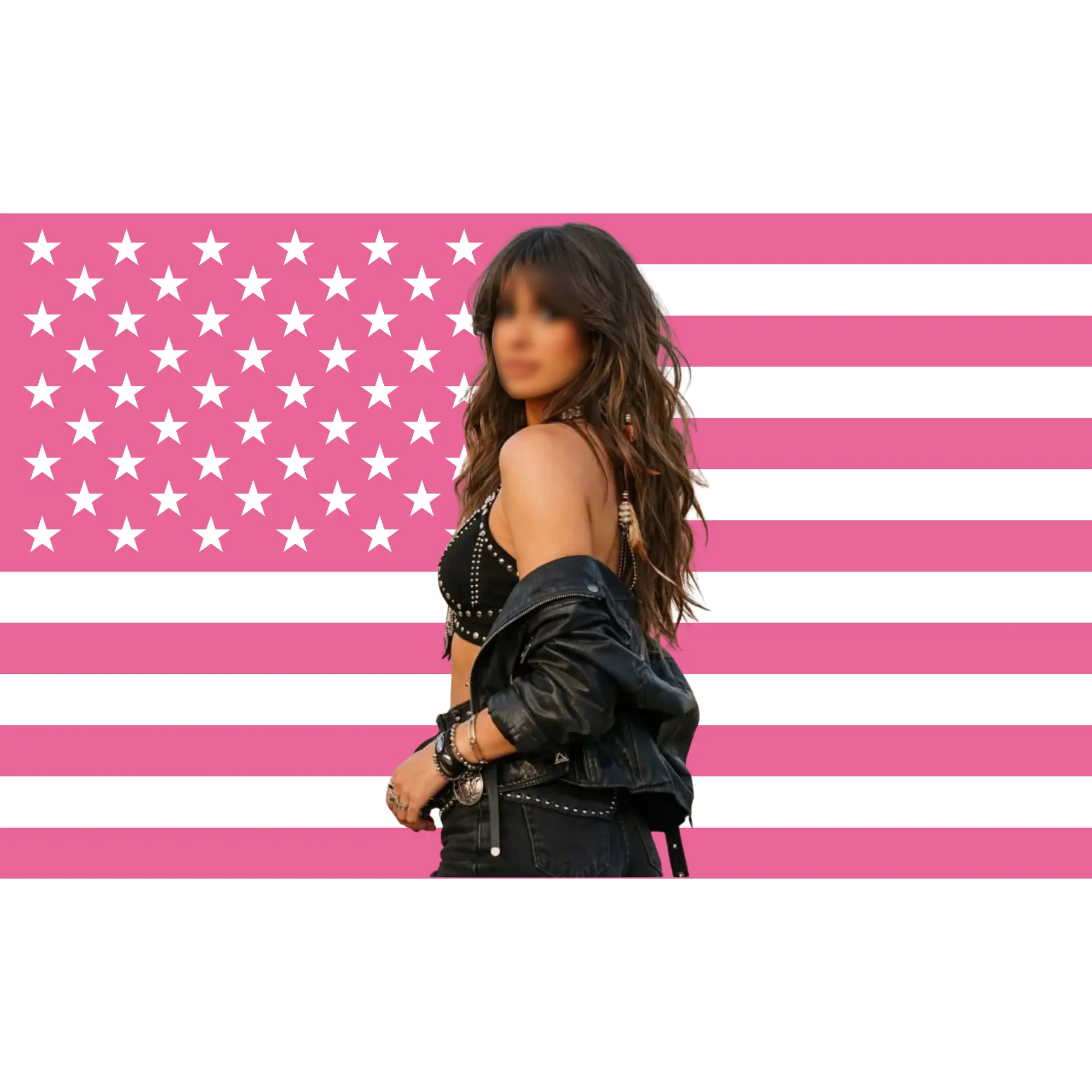 Ella Pink American Flag Tapestry Country Music Wall Decor, Aesthetic Pink USA Flag Banner, Concert Fan Room Decoration, Langley Inspired Wall Art