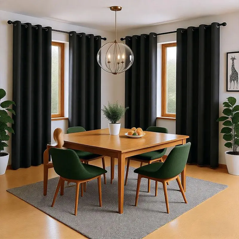 4-Pack Heat Insulating Blackout Curtains, Soundproof & Privacy Protection, Modern Metal Grommet Top, Energy Saving & Thermal Insulation, Window Treatments for Bedroom and Balcony