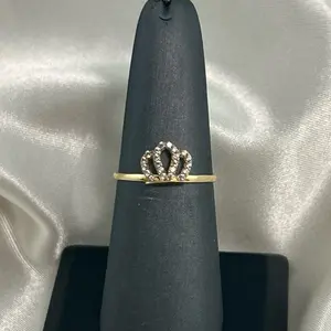 14k Gold Crown Ring with Cubic Zirconias, Available in Sizes 5-9