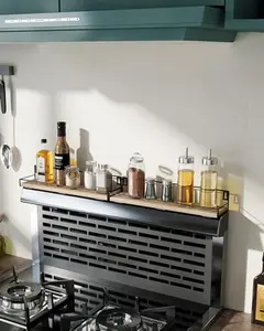 30" Magnetic Stove Top Shelf - Set of 2 Over-the-Stove Kitchen Organizer Spice Shelves, Rustic Solid Wood