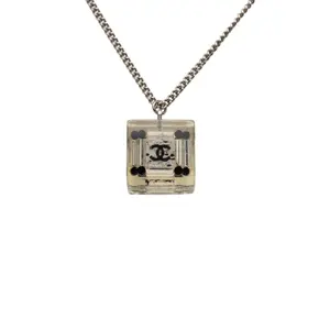 Pre-owned CHANEL Plastic Small Leather Goods Coco Mark Square Pendant Necklace