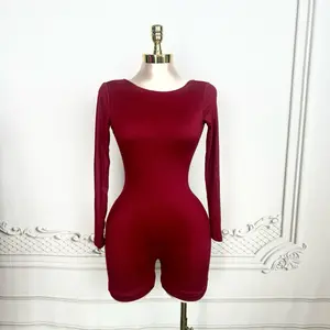 Burgundy Long sleeve romper