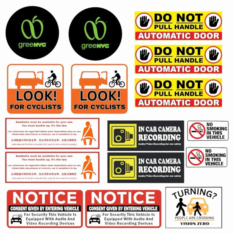 15-Piece TLC Inspection-Required Decal Stickers for Taxi and Uber Drivers