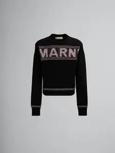 MARNI Black wool jumper with maxi Marni intarsia Mens Apparel