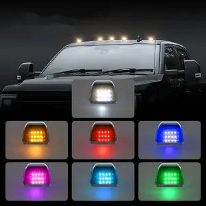 5-piece set of solar-powered cab roof lights, waterproof truck accessories, constant light wireless solar cab lights, suitable for Ford, Dodge Ram, SUV, POV pickup trucks, portable and easy to carry, 16 LED light beads