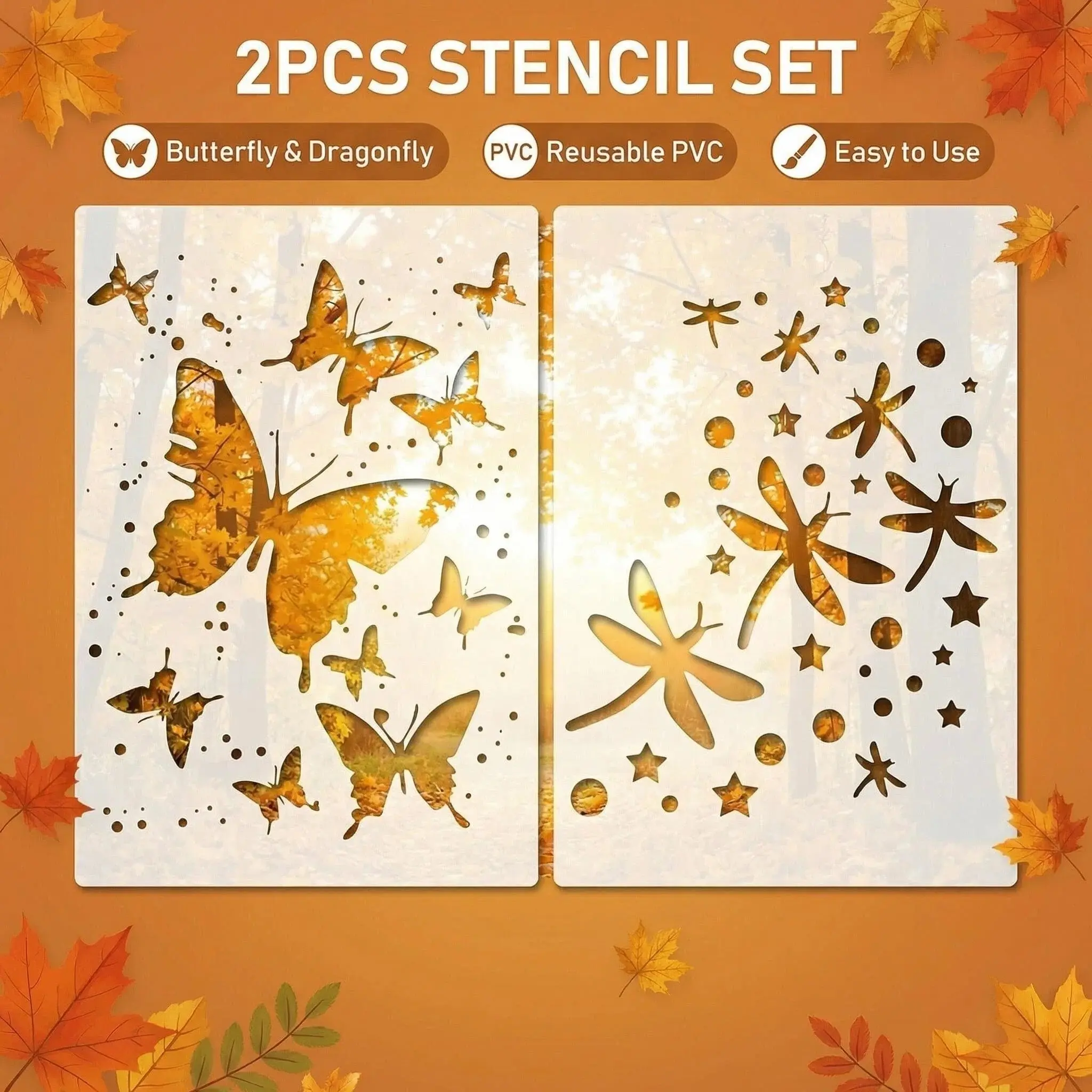 Reusable Butterfly and Dragonfly Stencil Templates, Ideal for Painting, Brush Art, Crafts, Wall Art, Furniture, Canvas, DIY Projects, Crafting Supplies